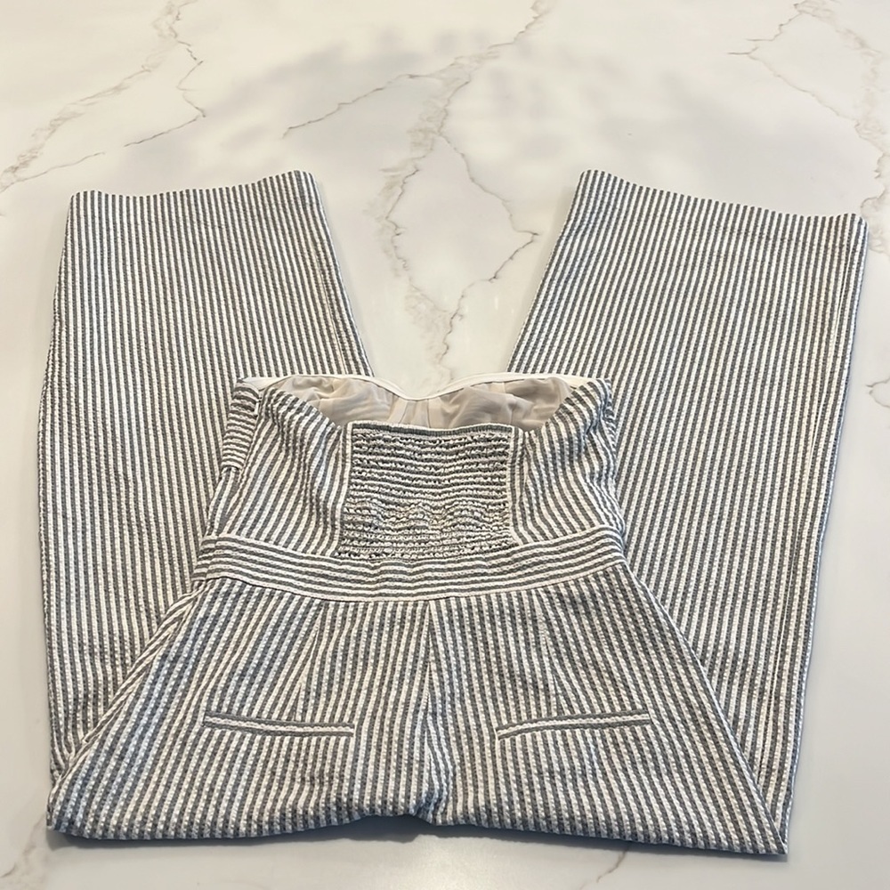 Veronica Beard Strapless Blue and White Pinstripe Jumpsuit - Picture 9 of 15